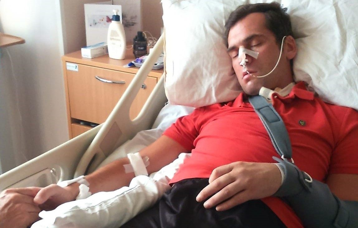 Kris Jones in hospital bed
