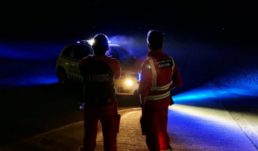 Our crew stood in front of critical care car