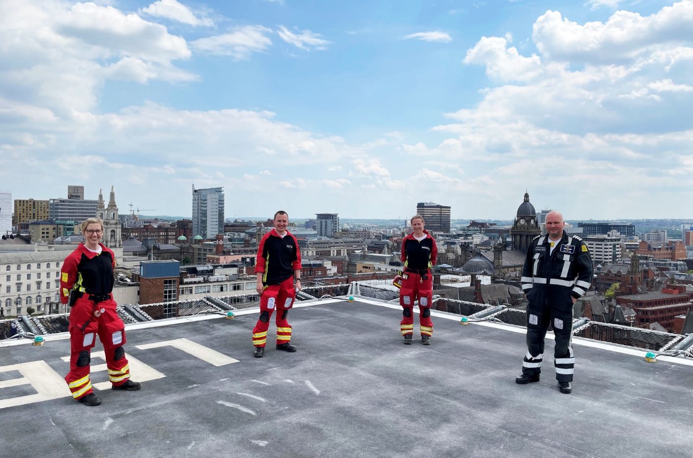 Crew on Leeds helipad