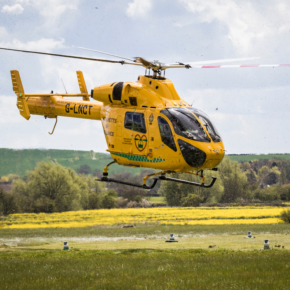 Our history archive showing G-LNCT helicopter taking off