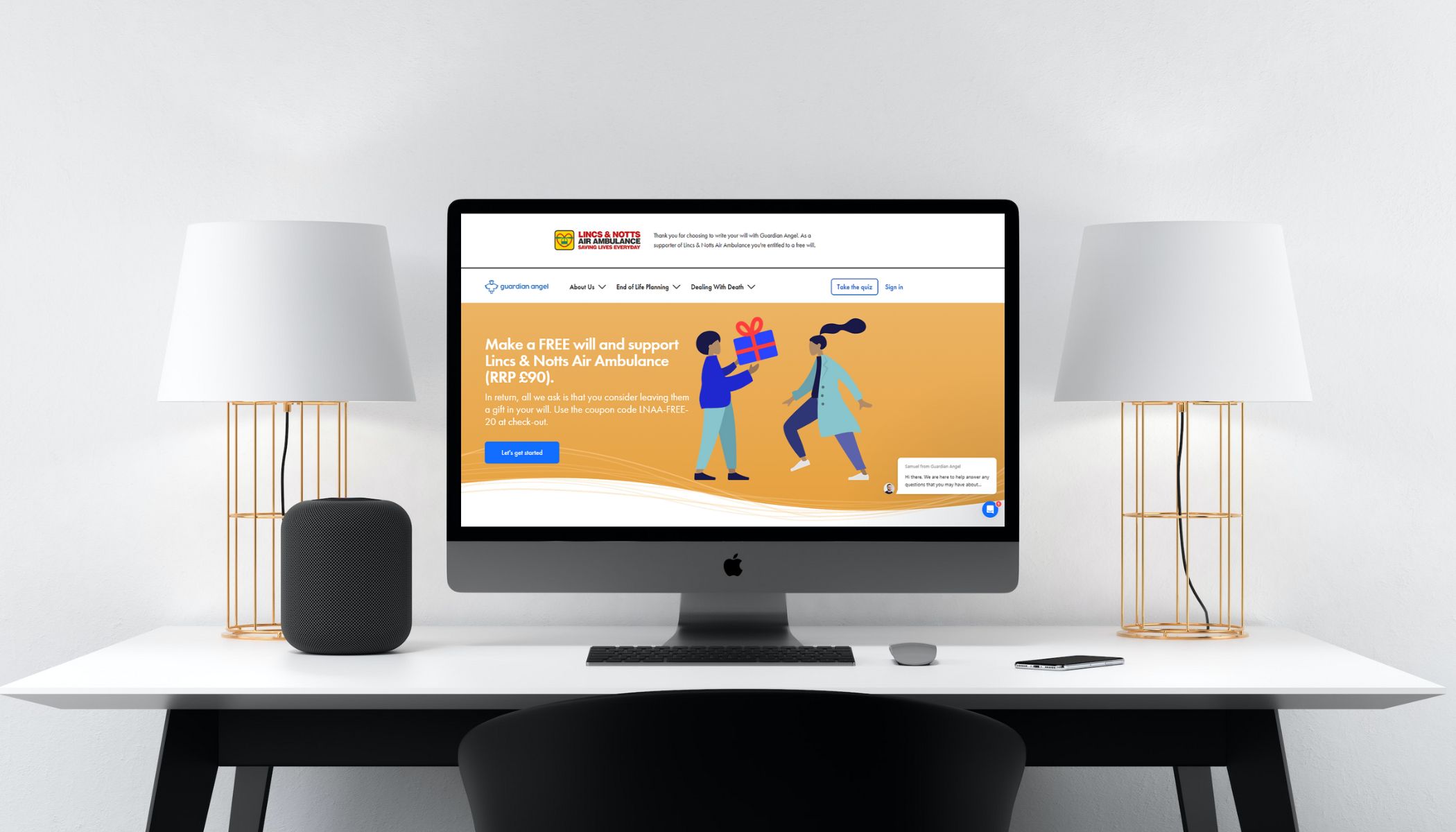 Guardian Angel website writing a Will for free online