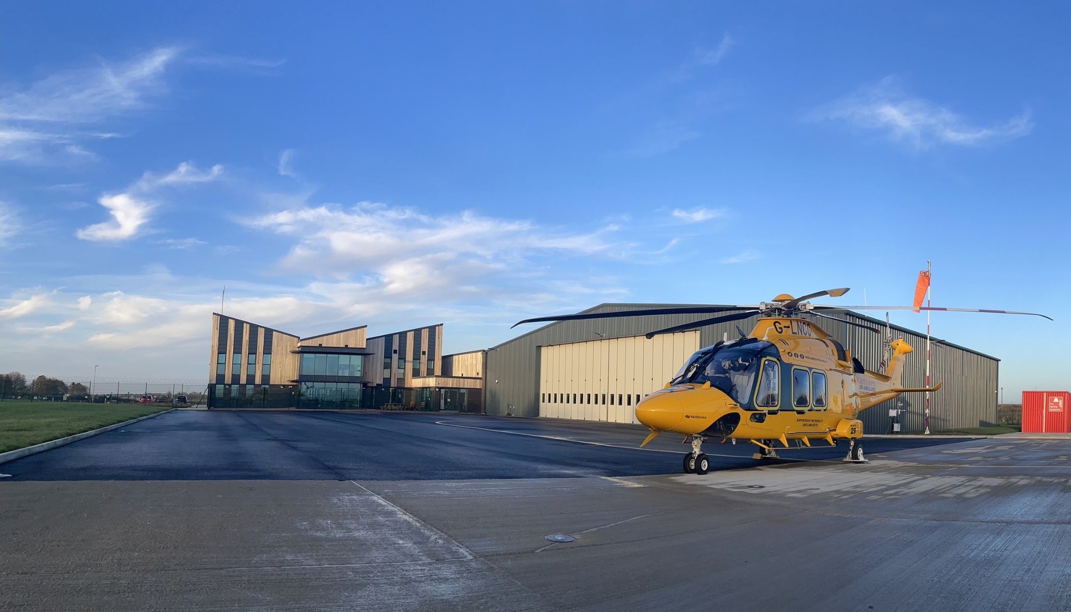 LNAA HQ, hanger and helicopter