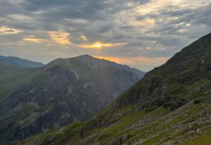 Snowdon at night sun up