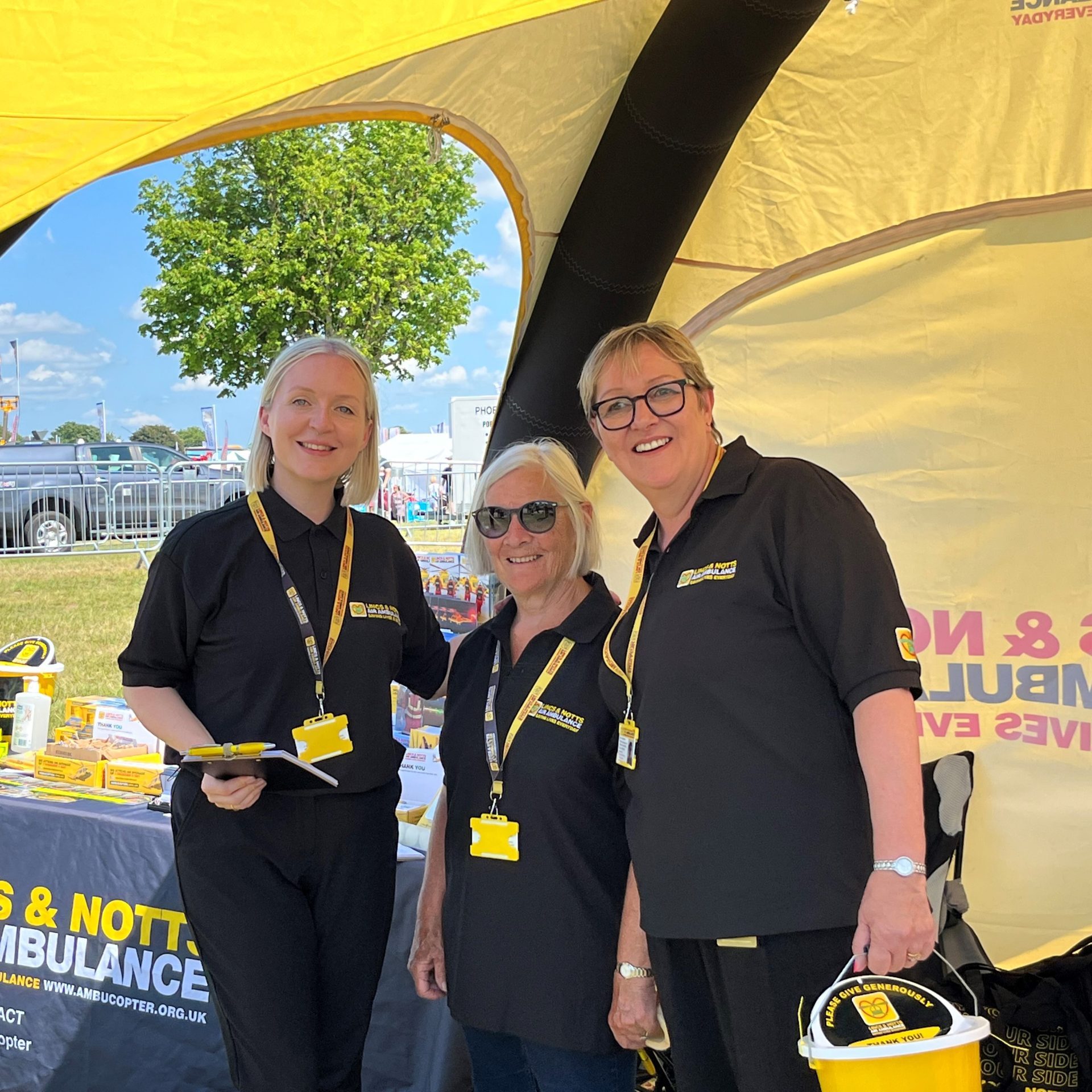 Volunteers collecting donations at an event