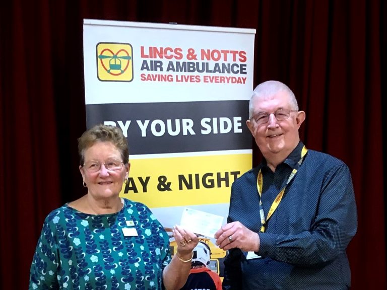 Steve Tandy and a lady from Sutton on Sea Wi with LNAA cheque