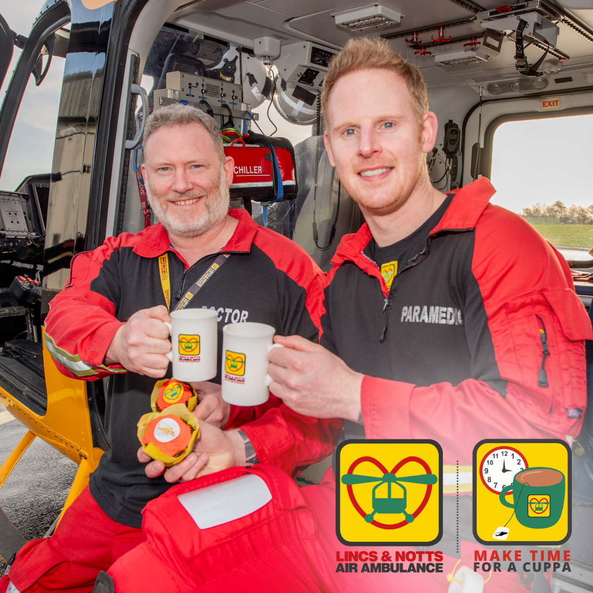 LNAA Crew having a cuppa at the helicopter