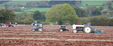 tractors ploughing a field
