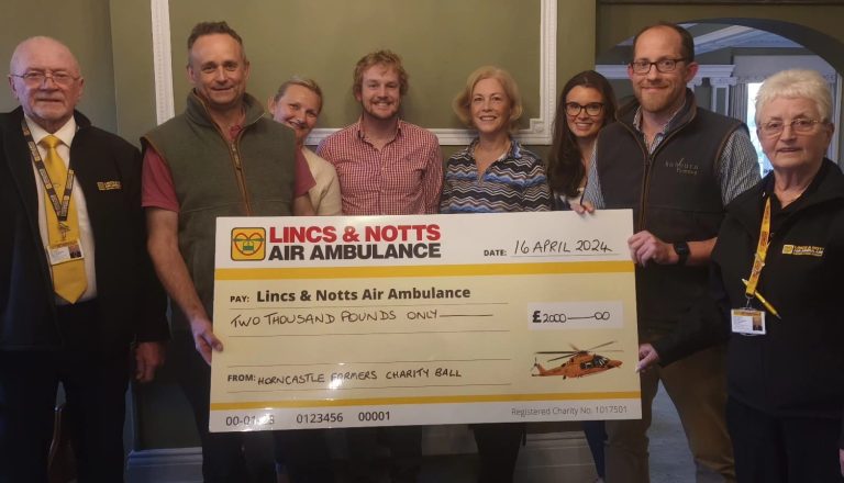 Horncastle Young Farmers giving cheque to LNAA