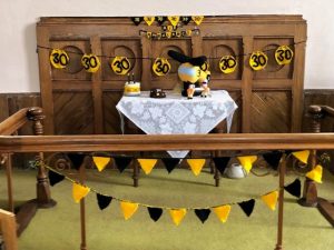 yarn bomb LNAA at trusthorpe methodist church