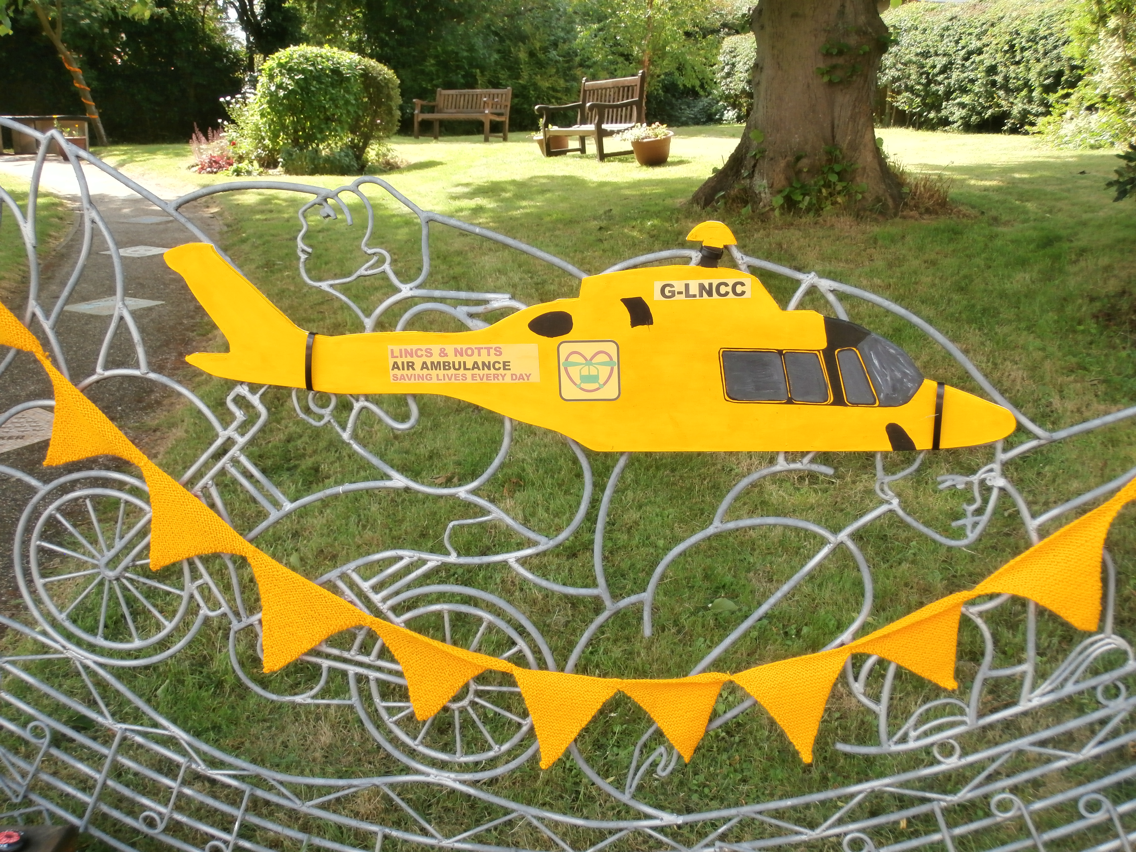 knitted LNAA helicopter at North Thoresby