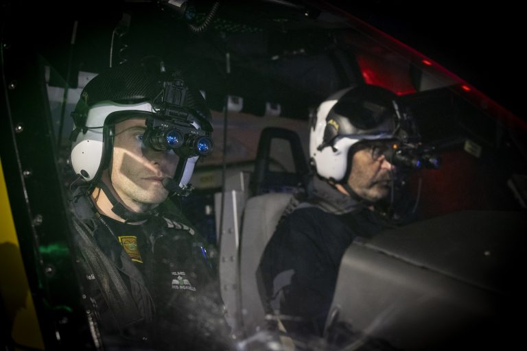 LNAA pilot wearing NVG