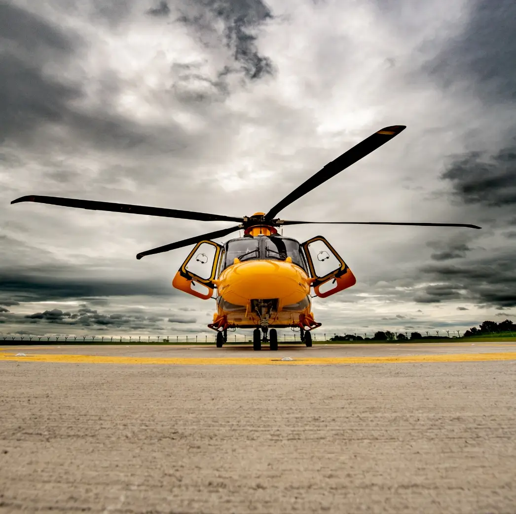 LNAA helicopter on helipad