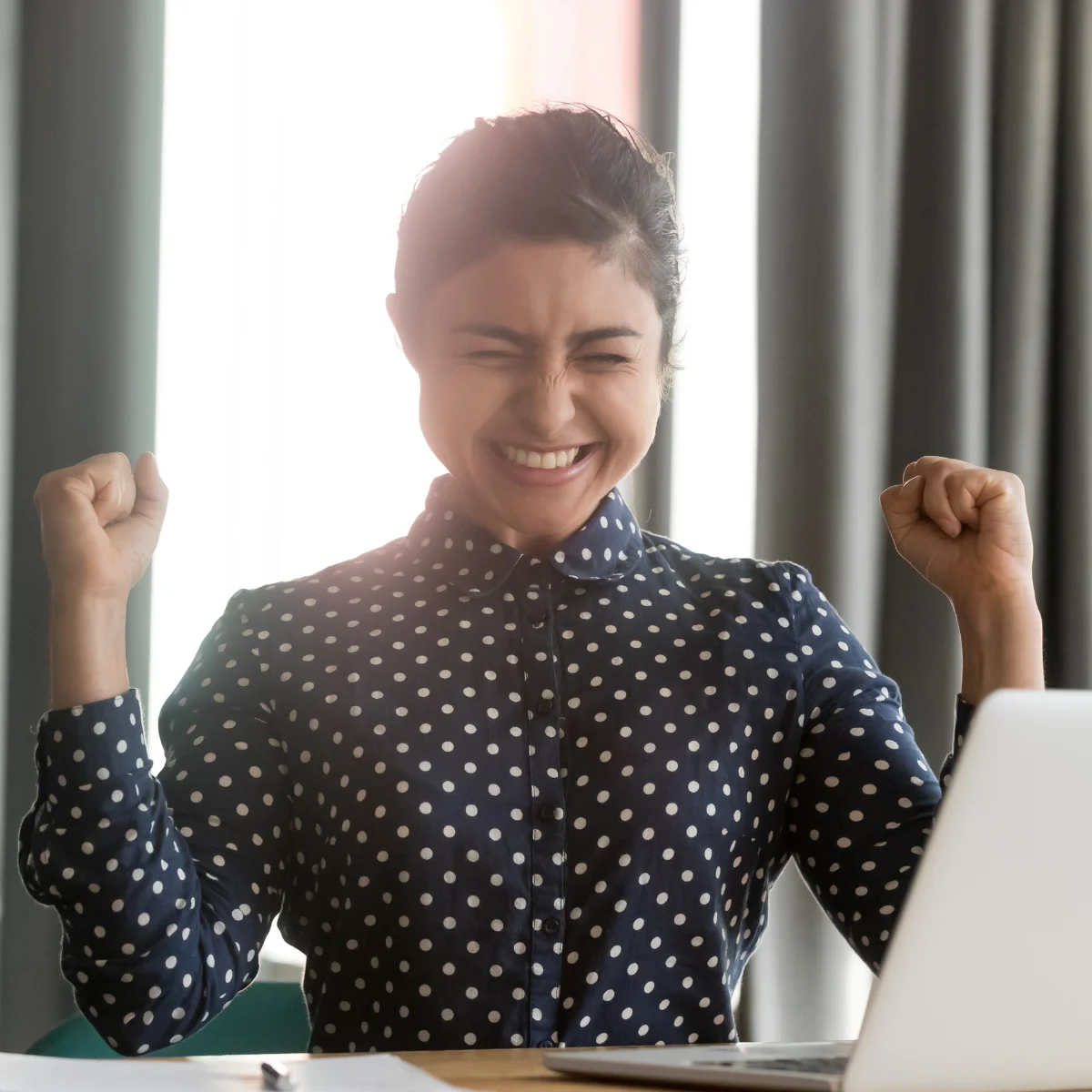 Excited women cheering