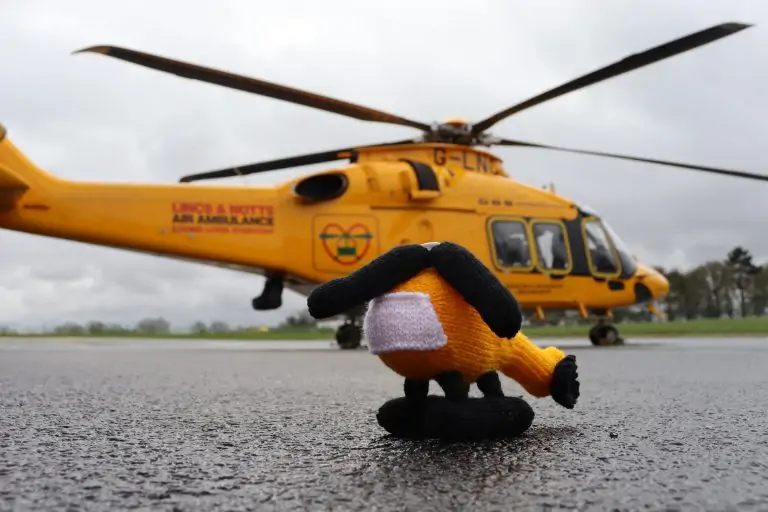 Lincs & Notts Air Ambulance knitted helicopter